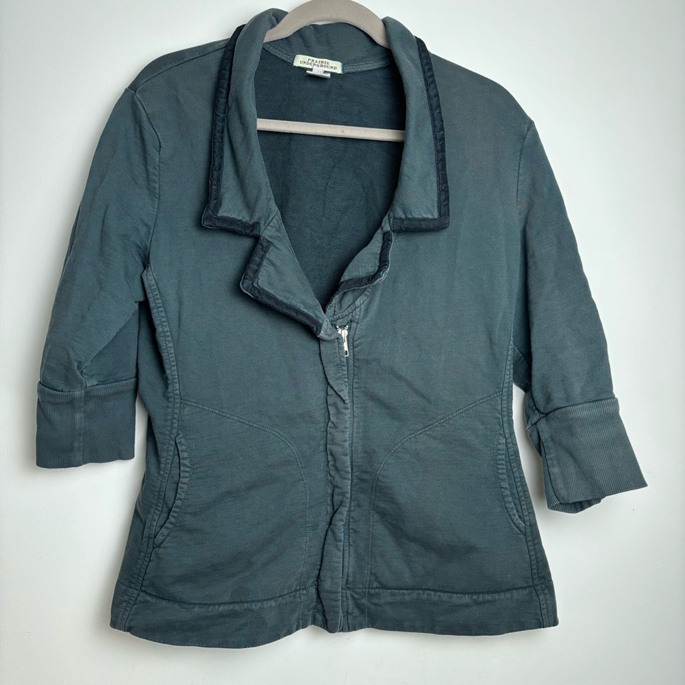 Prairie Underground Zip Front Collared Sweatshirt Jacket size XL READ